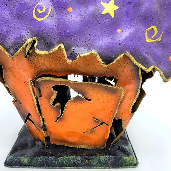 Vintage Halloween / Holiday Metal Haunted House Tea Light Decoration - Picture 8 of 14